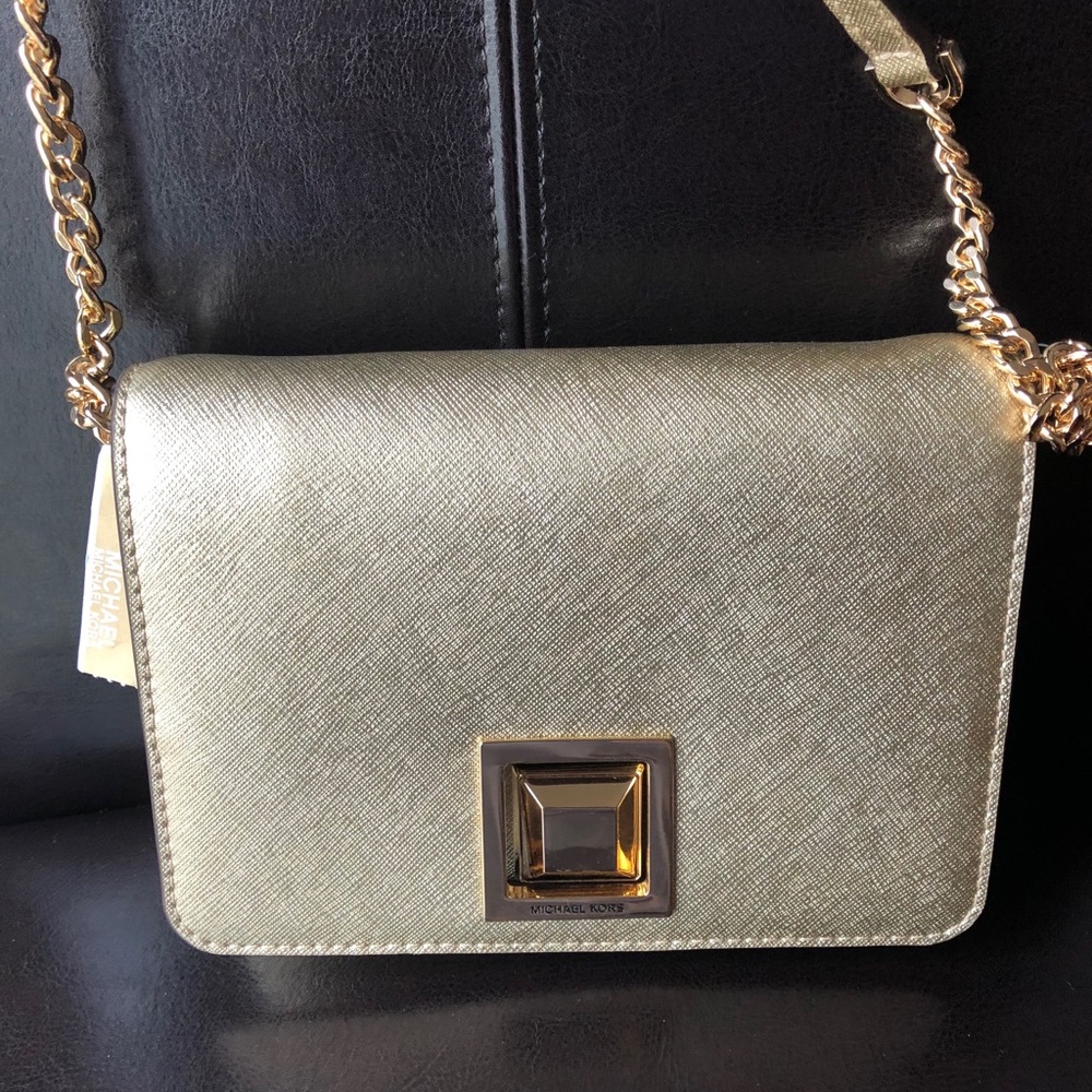 Michael Kors Gold Sm Clutch/Crossbody Bag NWT
